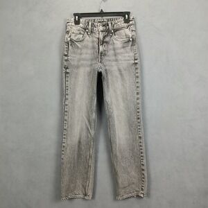 & Denim Baggy Jeans Womens 0 Gray Cotton Stretch Low Waist Straight Leg Outdoor